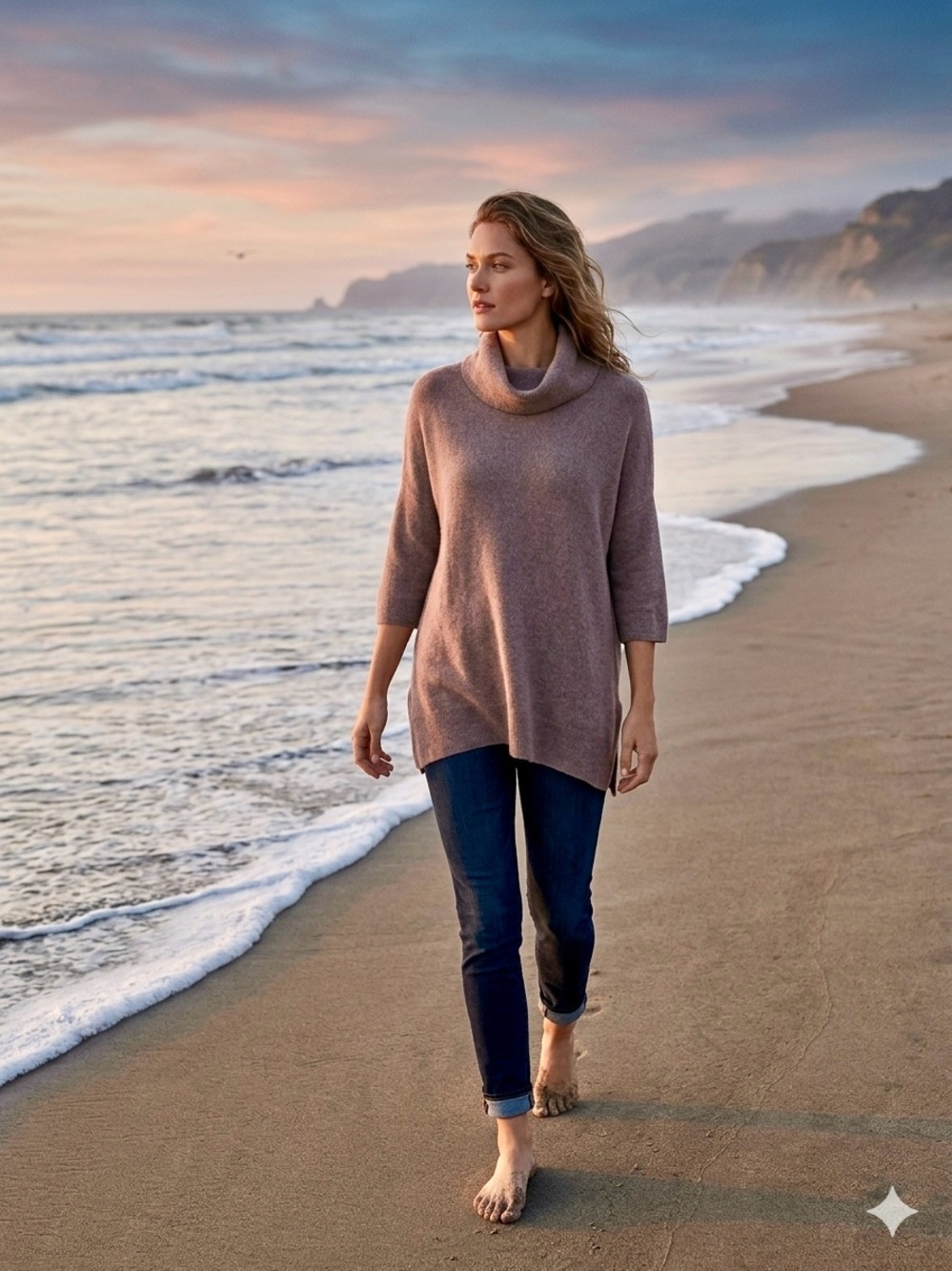 Antonio Melani 100% Cashmere Slouchy Cowl Neck Sweater Size Large